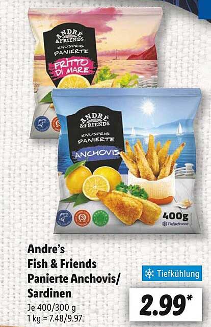 Andre's Fish & Friends Panierte Anchovis/Sardinen 400g