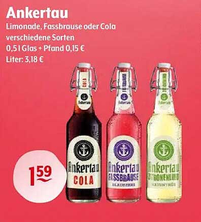 Ankertau Limonade, Fassbrause oder Cola – verschiedene Sorten