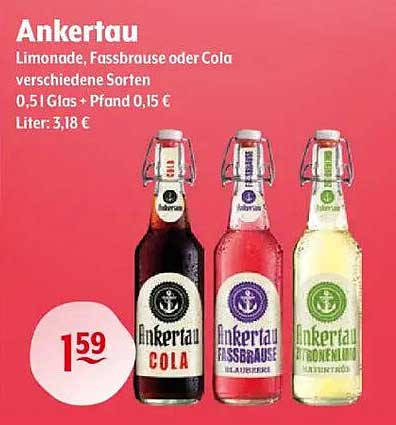 Ankertau Limonade, Fassbrause oder Cola – verschiedene Sorten