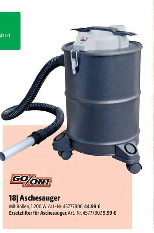 Aschesauger mit Rollen - 1200 W