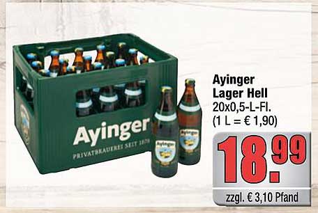 Ayinger Lager Hell 20x0,5-L-Flasche