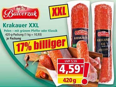 Balcerzak Krakauer XXL - Polen mit grünem Pfeffer oder Klassik