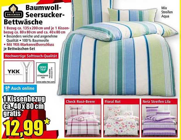 Baumwoll-Seersucker-Bettwäsche