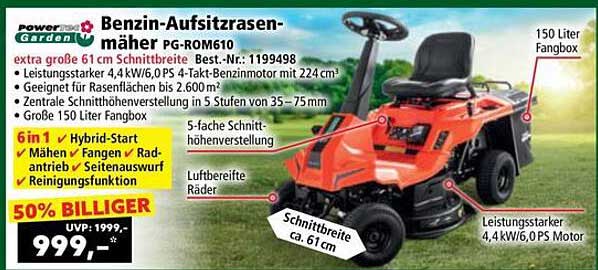Benzin-Aufsitzrasenmäher PG-ROM610