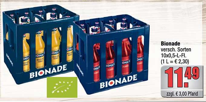 Bionade – verschiedene Sorten, 10 x 0,5-Liter Flaschen