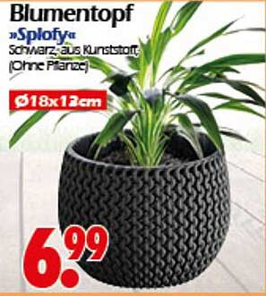 Blumentopf »Splofy« Schwarz aus Kunststoff (Ohne Pflanze)