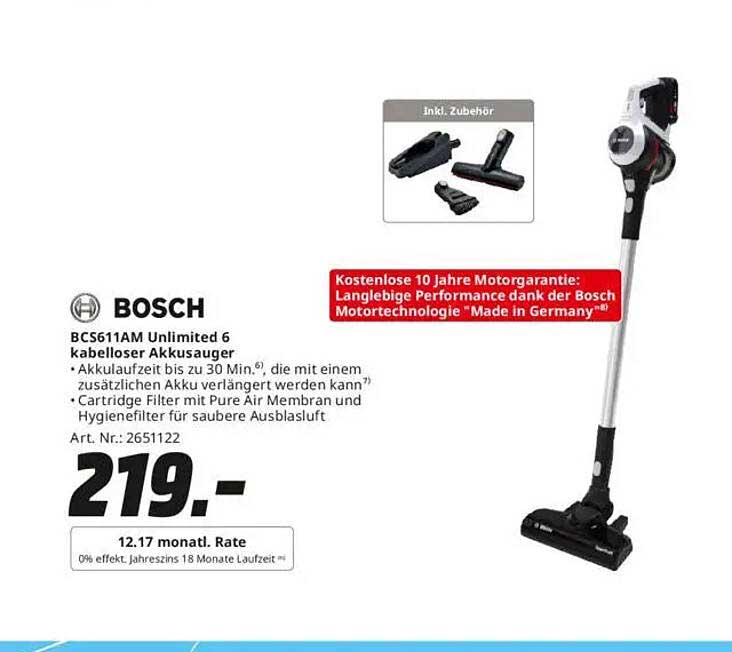 Bosch BC5611AM Unlimited 6 kabelloser Akkusauger
