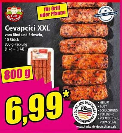 Cevapcici XXL vom Rind und Schwein, 800-g-Packung