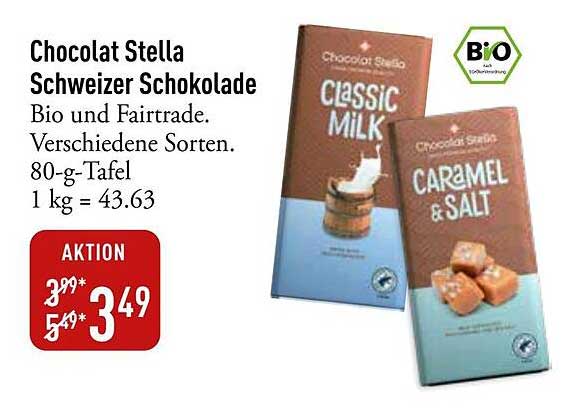 Chocolat Stella Schweizer Schokolade - Bio und Fairtrade