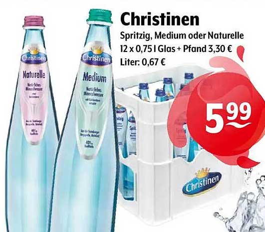 Christinen Spritzig, Medium oder Naturelle – 12 x 0,75 l Glas