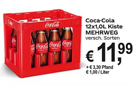 Coca-Cola 12x1,0L Kiste MEHRWEG - verschiedene Sorten