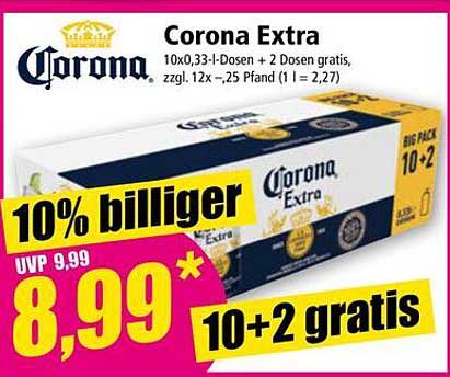 Corona Extra 10x0,33-l-Dosen + 2 Dosen gratis