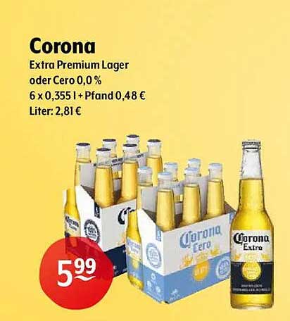 Corona Extra Premium Lager oder Cero 0,0 %
