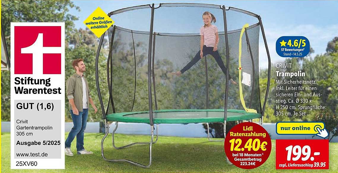 Crivit Gartentrampolin 305 cm mit Sicherheitsnetz