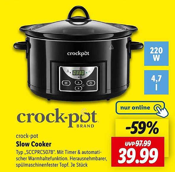 Crock-Pot Slow Cooker SCCPRC507B - 59% reduziert!
