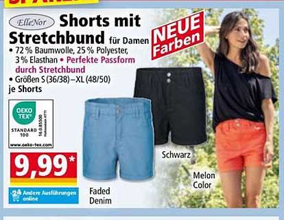 Damen Shorts mit Stretchbund – NEUE Farben