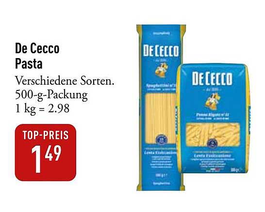 De Cecco Pasta - Verschiedene Sorten, 500-g-Packung