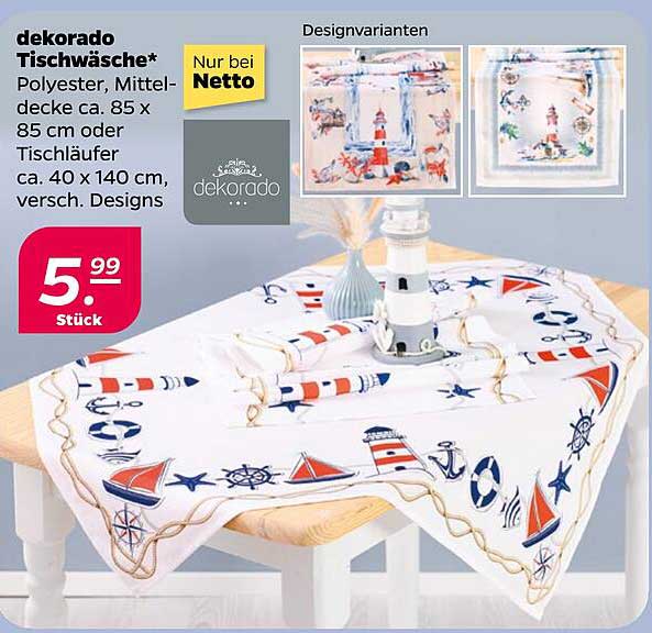 dekorado Tischwäsche* Polyester, Mitteldecke ca. 85 x 85 cm oder Tischläufer ca. 40 x 140 cm, versch. Designs