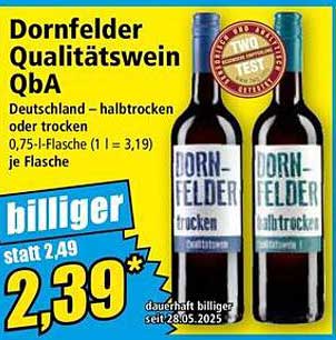 Dornfelder Qualitätswein QbA - halb trocken oder trocken