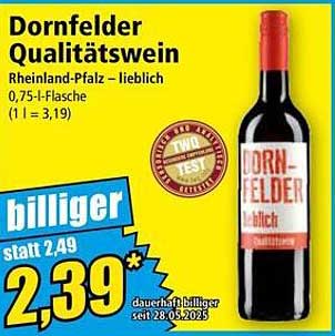 Dornfelder Qualitätswein - Rheinland-Pfalz, lieblich 0,75l Flasche