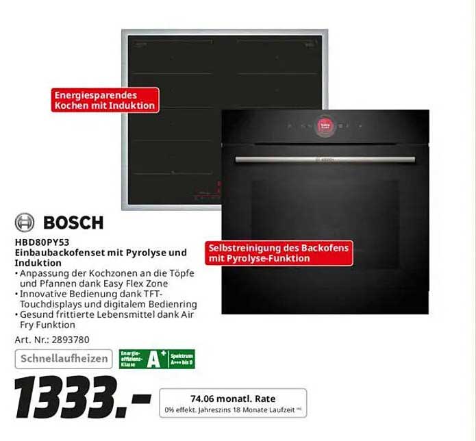 Einbaubackofenset mit Pyrolyse und Induktion von Bosch (HBD80PY53)