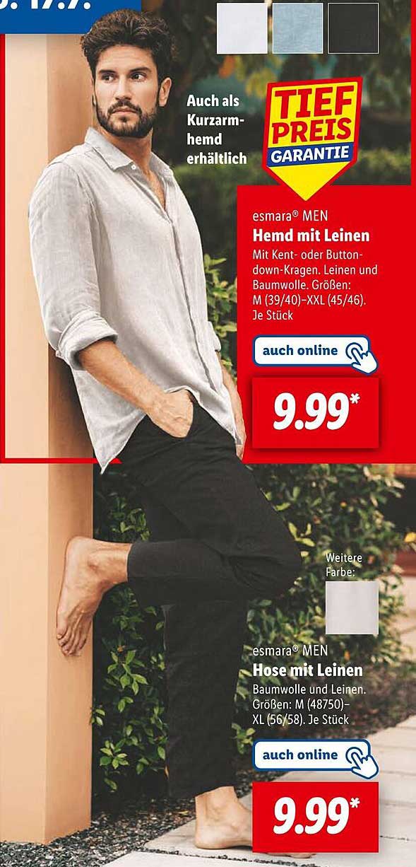 esmar® MEN Hemd mit Leinen und Hose mit Leinen