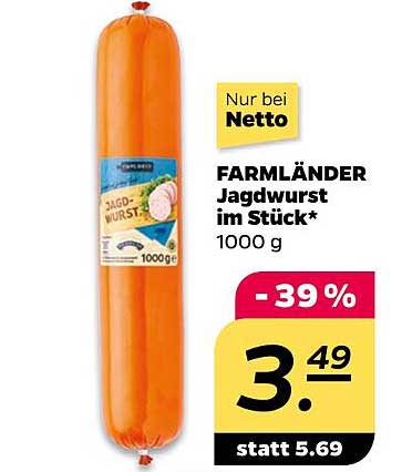 FARMLÄNDER Jagdwurst im Stück 1000 g