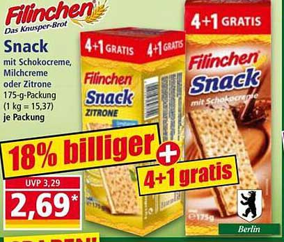 Filinchen Snack mit Schokocreme, Milchcreme oder Zitrone 175-g-Packung