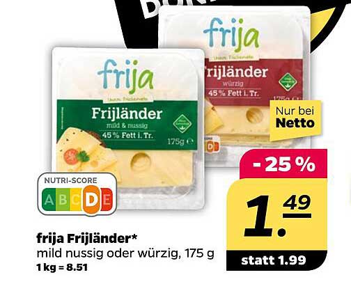 frija Frijländer - mild nussig oder würzig, 175 g