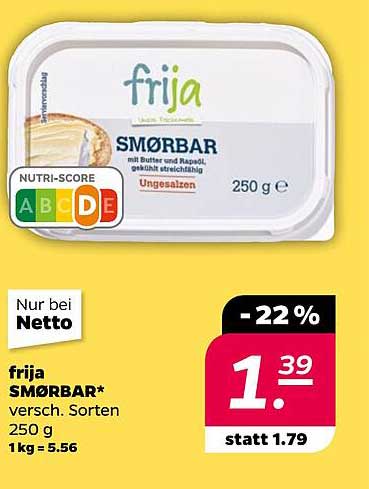 frija SMØRBAR 250 g – Ungesalzen in verschiedenen Sorten