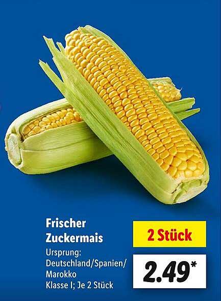 Frischer Zuckermais 2 Stück