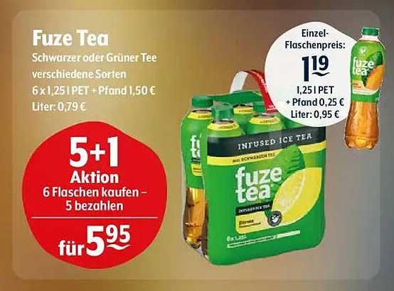 Fuze Tea 6 x 1,25 PET – Verschiedene Sorten