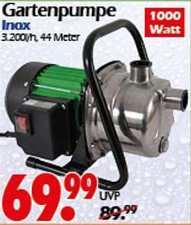 Gartenpumpe Inox 1000 Watt - 3.200 l/h, 44 Meter