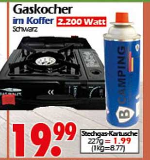Gaskocher im Koffer 2.200 Watt - Schwarz