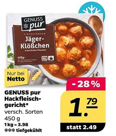 GENUSS pur Jäger-Klößchen tiefgefroren 450 g