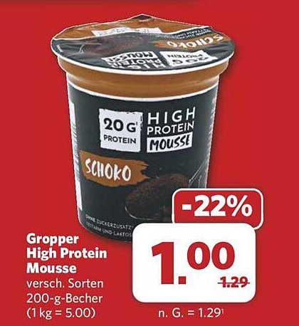 Gropper High Protein Mousse - Schoko 200g Becher