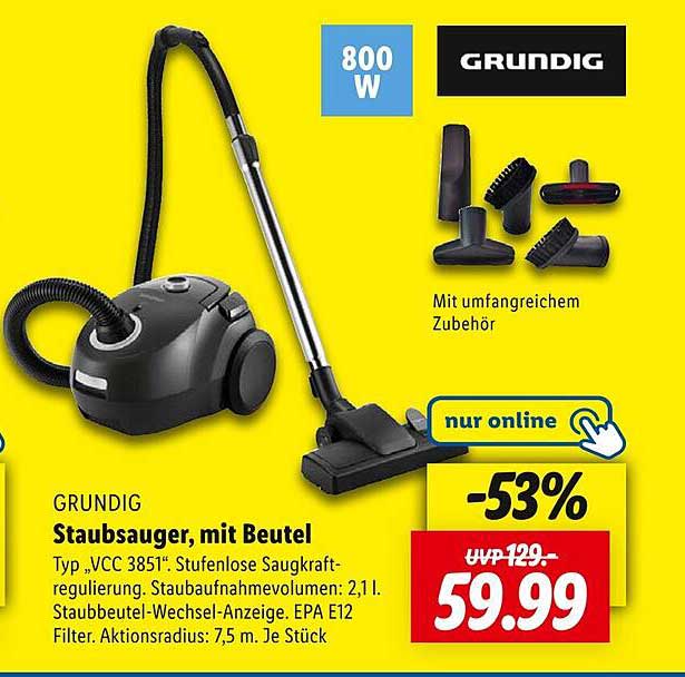 Grundig Staubsauger mit Beutel, Typ VCC 3851