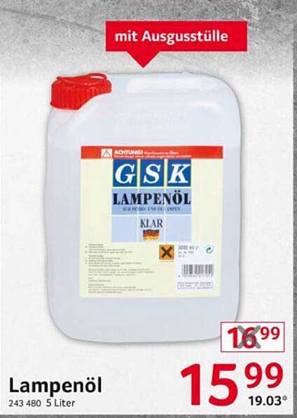 GSK Lampenöl 5 Liter klar mit Ausgusstülle