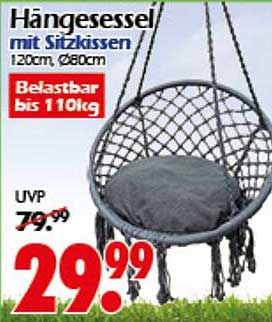 Hängesessel mit Sitzkissen 120cm, Ø80cm