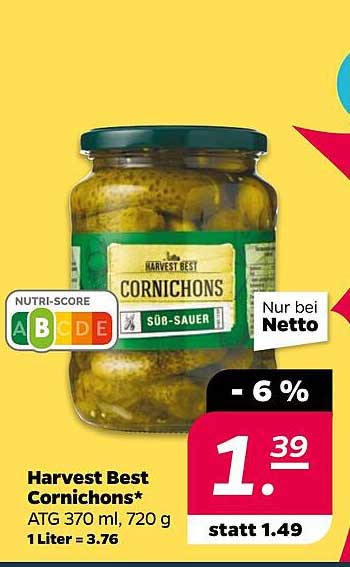 Harvest Best Cornichons 370 ml