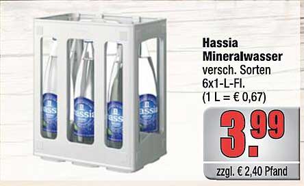 Hassia Mineralwasser versch. Sorten 6x1-L-Fl.