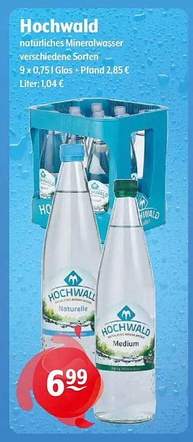 Hochwald natürliches Mineralwasser – 9 x 0,75 l