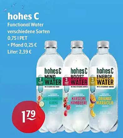 hohes C Functional Water verschiedene Sorten 0,75 l PET
