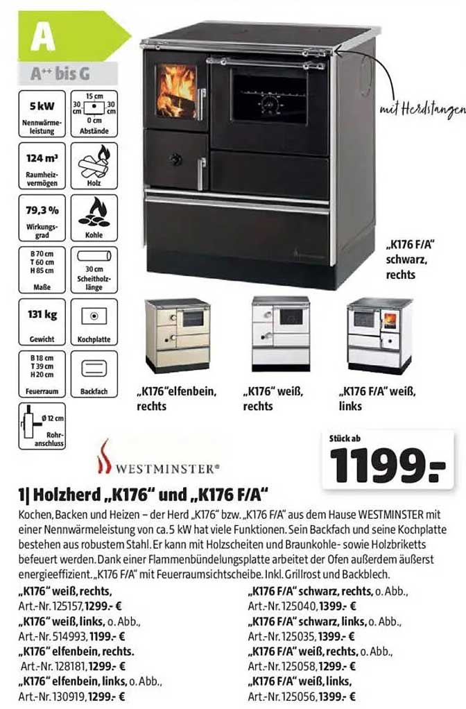 Holzherd „K176“ und „K176 F/A“ – preiswert kochen und backen