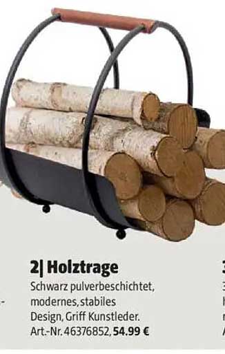 Holztrage - Schwarz pulverbeschichtet, modernes Design