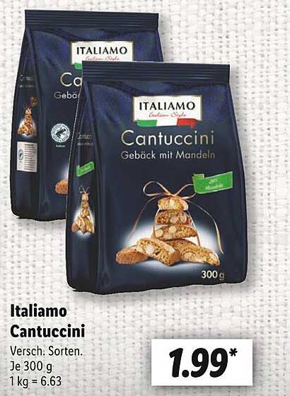 Italiamo Cantuccini Gebäck mit Mandeln 300 g