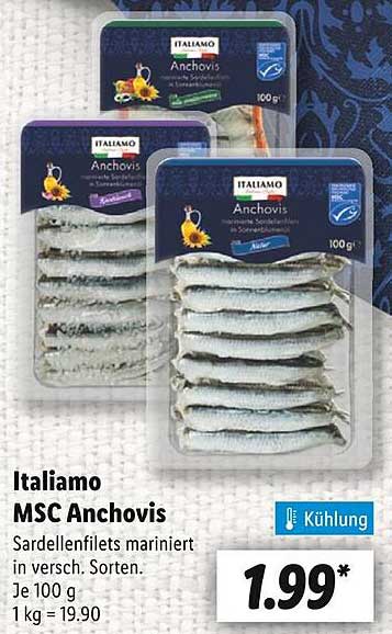 Italiamo MSC Anchovis - Sardellenfilets mariniert in versch. Sorten