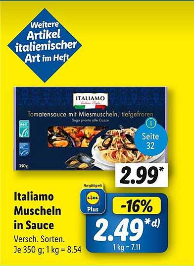 Italiamo Muscheln in Sauce