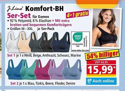 J-Line Komfort-BH 5er-Set für Damen