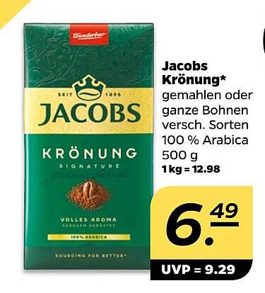Jacobs Krönung 500 g - gemahlen oder ganze Bohnen